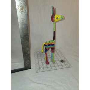African Beaded Wire Animal Sculpture Giraffe 14.5" tall